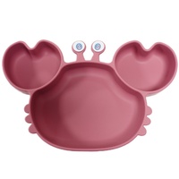 Vaisselle en Silicone en forme de crabe de dessin animé assiette à dîner en Silicone sans BPA avec ventouse