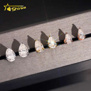 Số lượng lớn Chứng Khoán GRA giấy chứng nhận vượt qua Kim Cương Tester giá bán buôn Pear moissanite Iced ra 925 Bạc Stud Bông tai vít trở lại - Product Image 5