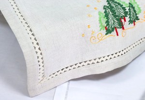 Housse de boîte à mouchoirs rectangulaire en coton brodé vintage motif sapin de Noël, avec ourlet festonné, pour la maison (vente en gros) - Product Image 5