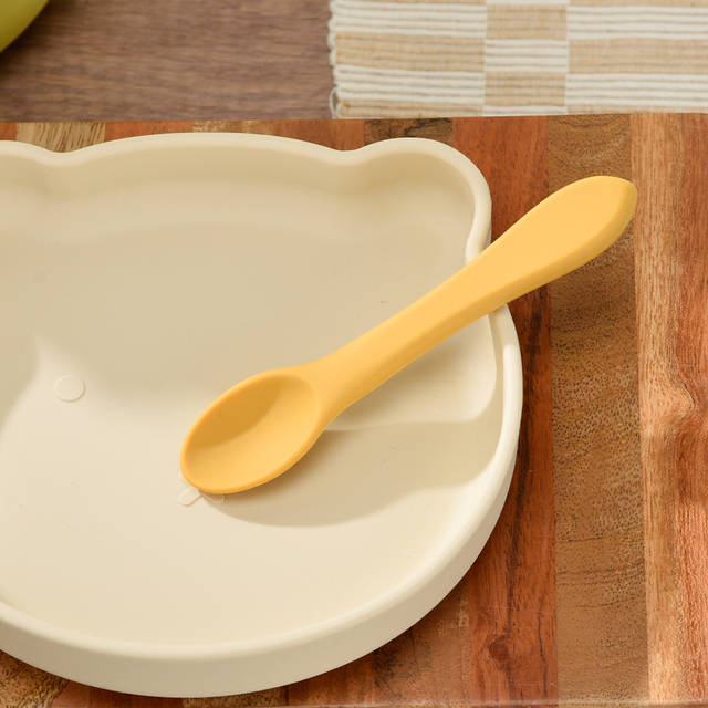 Dishwasher Microwave Safe Silicone Feeding Spoon Fork BPA Free Soft-Tip Baby Training Spoon for Infants & Toddlers