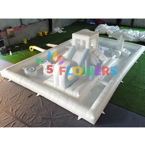 2024 diskon besar-besaran bantalan cipratan tiup balita putih pastel pink bouncing rumah water slide pukulan lembut Taman Air bermain - Product Image 6