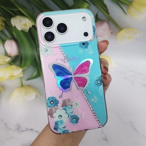 Funda Protectora para Teléfono con Diseño de Mariposa Holográfica, con Brillantina Floral y Pedrería, para <span class=keywords><strong>iPhone</strong></span> 17 Pro Max 16 15 14 13 12 11 <span class=keywords><strong>7</strong></span> 6 Samsung - Product Image 5