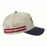 Casquette Trucker OEM en Coton Demi-Filet Personnalisée à 5 Panneaux avec Logo Tissé et Écusson Perforé – Haute Qualité pour l'Extérieur