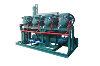 Système de pompe à réfrigérant intégré pour unité de condensation, pour la réfrigération à grande échelle