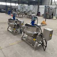 Chaudière de cuisson industrielle en acier inoxydable de 300 kg avec agitateur, marmite sanitaire pour bouillie et soupe, mélangeur de cuisson à double enveloppe