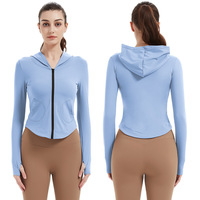 Veste de sport à capuche avec fermeture éclair pour femmes printemps et été haute élasticité séchage rapide veste de Yoga formation veste de course
