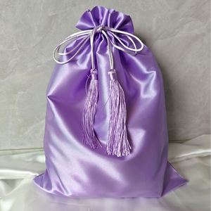 Bolsas de Regalo Personalizadas de Satén y Seda con Cordón y Borla para Guardar Pelucas, Ropa Interior y Accesorios Textiles - Product Image 4