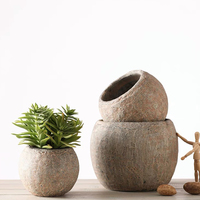 Pot Bunga dan Penanam Pot Pot Balkon Murah Vintage Pedesaan Semen Bulat Pot Tanaman Sukulen