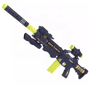 70Cm Grote Coole Lichten Vuur Geluid Diy Assembleren Plastic Militair Pistool Elektrisch Realistisch Speelgoed Machinegeweer Voor Kinderen