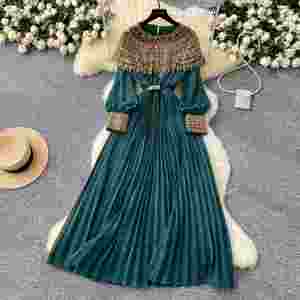 เดรสผ้าทอลายระบายอากาศสไตล์โรมันทรงเอ็มไพร์ประดับเลื่อมลูกไม้สำหรับผู้หญิง คอลเลคชั่นฤดูใบไม้ผลิ 2025 - Product Image 2