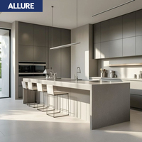 Allure - Meuble de cuisine modulaire personnalisé moderne en MDF brillant, îlot de rangement durable, armoire intelligente, placard, design avec évier et robinet