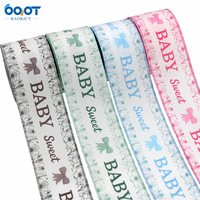 Ensemble de rubans à bordure filée pour baby shower, motif ours en peluche, texte BABY, imprimé floral gingham, pour couronnes, nœuds et emballage cadeau
