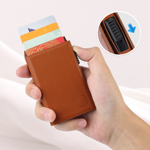 Portefeuille porte-cartes automatique avec blocage RFID et logo personnalisé, porte-cartes magnétique en cuir PU fin de qualité supérieure pour iPhone - Product Image 1