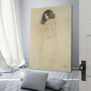 Retrato de mujer joven de Gustav Klimt personalizado impresionista-arte de pared de estilo moderno decoración del hogar estampado de artista famoso - Product Image 1