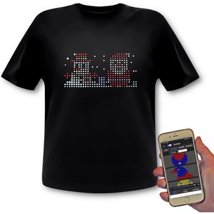 ซาตูมิโกเสื้อยืด LED 512 พิกเซล RGB จอแสดงผลข้อความแบบตั้งโปรแกรมได้ กราฟิก ควบคุมด้วยสมาร์ทโฟน สำหรับผู้ใหญ่ทั้งชายและหญิง แขนสั้น - Product Image 1