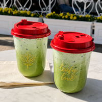 Gobelets en plastique personnalisés avec couvercles, impression de logo, jetables, PET, 16 oz, transparents, fond arrondi en forme de U, pour thé à bulles, café glacé, smoothie, dessert