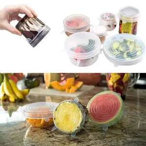 6PCS Silicone Stretch Lid Universal Silicone Food Wrap Bowl Pot Lid Silicone Cover Pan Cooking Kitchen Accessories