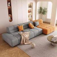 Canapé-lit modulaire moderne inclinable en similicuir 3 places, design d'angle en L, avec pieds en bois et mousse confortable