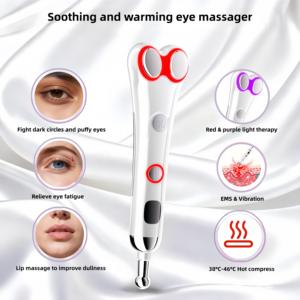 Dispositivo de Belleza Ocular 2 en 1, 6 Cabezales Intercambiables, Pluma de Masaje, Masajeador Ocular Relajante y Calmante, Compresa Caliente, Varita Masajeadora Vibratoria - Product Image 2