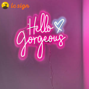 Signo <span class=keywords><strong>gratis</strong></span> colgante colorido personalizado Hola hermoso letrero de neón para decoración de tienda Logotipo de pared letrero - Product Image 1