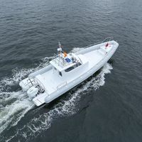 Bateau semi-rigide gonflable de transport de passagers pour patrouille offshore, certifié CE, avec cabine de conduite en fibre de verre 1200, coque en V profond