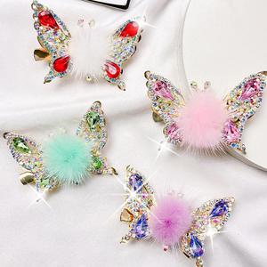 1 Paire de Barrettes 3D Mignonnes Effet Volant, Strass Brillants, Faux Clips à Cheveux en Fourrure de Vison - Product Image 1