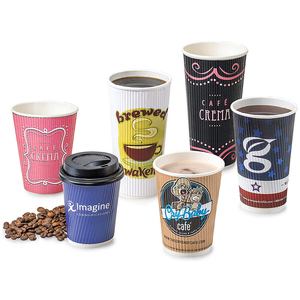 Design personalizzato con il logo stampato 10 12 14 16oz eco amichevole per andare a doppia parete nero caldo di carta usa e getta tazze di caffè - Product Image 4