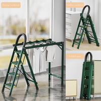 Échelle pliante multifonctionnelle moderne en alliage d'aluminium à 4 marches, porte-vêtements multi-positions, escalier domestique au design élégant, 300 kg