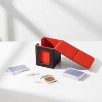 Boîte de rangement pour cartes TCG en cuir PU avec fermeture magnétique et 2 séparateurs, capacité de 100 cartes à double protège-coque pour le rangement et la présentation de cartes MTG