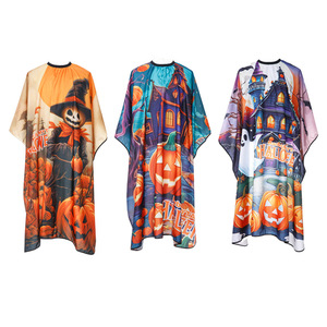 Cape de coiffure Halloween à motif citrouille, anti-adhésive, pour salon de coiffure, taille unique, en textile - Product Image 1
