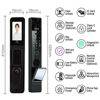 Serrure de porte intelligente Tuya WiFi avec caméra, reconnaissance faciale 3D, reconnaissance des veines palmaires, écran visuel de 4,5 pouces, multilingue, application cloud pour porte en bois