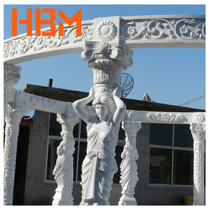 Natural White Marble Customized Villa Luxury Garden Gazebo with <strong>Greek</strong> Women <strong>Column</strong> Statues Hand Craved Outdoor Decoration - Product Image 6