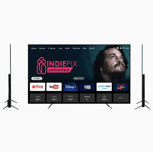 Frameless 65" 75" 4K 8K Full HD Full LED Android WiFi MINI Smart TV with Hotel Use CE/FCC Certified Black Cabinet