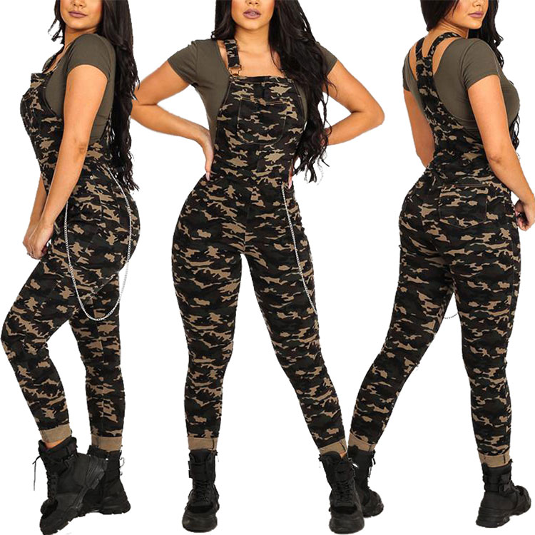 Длинные брюки; Женские цельные камуфляжные комбинезоны; Комбинезон