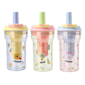 Tasse à boisson portable 700 ml, design cartoon, double mode de consommation, pour étudiants et femmes - Product Image 4