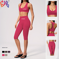 Ensemble de yoga sans coutures, col en V, coupe ajustée, séchage rapide, évacuation de l'humidité, taille haute, effet push-up, ensemble de fitness pour l'entraînement