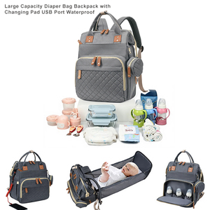 Sac à dos à langer avec matelas à langer, port de chargement, étanche, pour voyage, essentiels maman et bébé, vente en gros personnalisée - Product Image 1