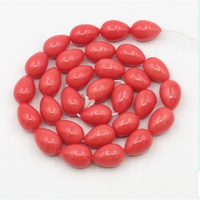 Perles en verre colorées en forme de goutte d'eau, rouge corail, arc-en-ciel, vert foncé, pour la fabrication de bijoux, 9x13mm, 30 pièces/brin