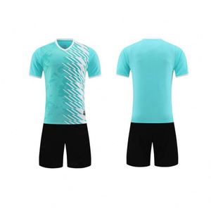 ชุดฟุตบอลคุณภาพสูง ไซส์พลัส สีฟ้าอ่อน ชุดเต็ม 100% โพลีเอสเตอร์ เสื้อผ้าสำหรับทุกเพศ - Product Image 1