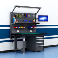 Banc de travail antistatique ESD à 4 tiroirs avec support d'écran, table de laboratoire robuste avec panneau perforé pour assemblage électronique OEM