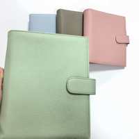 Protège-cahier personnalisé en cuir végétalien de luxe, planificateur multifonction A6, classeur à 6 anneaux dorés, classeur budgétaire rose, classeur portefeuille Pebble