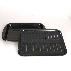 Vente en gros Logo personnalisé Rectangle 40*28.5*4.5cm 15 pouces en <span class=keywords><strong>fonte</strong></span> Métal BBQ Plateau antiadhésif Émail Moule à dinde - Product Image 1