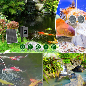 Outdoor Pond Aerator Thirty Watt Solar Aeration Kit 8800Mah <b>Battery</b> Timer System Two Outlets Bubble Stones Included - Product Image 4