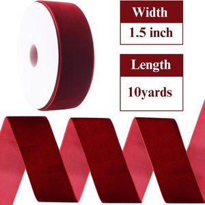 Cinta de Terciopelo Multiusos para Navidad y Bodas, Rollo de 2.5CM/3.8CM, Roja, Ecológica, Impresa en 7 Colores, con Logotipo Personalizado, para Envolver Regalos - Product Image 2
