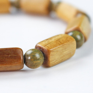 Alpine Green Rectangular Beaded <b>Bracelet</b> Rosewood Green Sandalwood Unisex Everyday Wear - Product Image 3