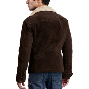 Chaqueta de Motociclista Casual de Cuero Genuino para Hombre SHAFIQ SPORTS, Color Marrón, Piel de Oveja, Cuello Alto, Transpirable, Cierre de Cremallera, Logotipo Frontal - Product Image 1