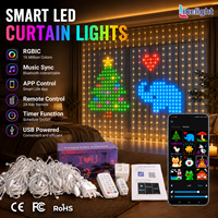 Luces LED RGB Mini WS2811 Programables de 5V, Cortina de Luces con Control por Aplicación, Temporizador Remoto para Decoración de Habitaciones, Bodas y Festividades, Iluminación Interior