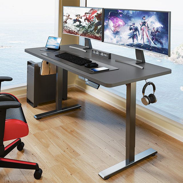 Factory Price Black Ergonomic Single Motor One Stage Height Adjustable Standing Desk 1200*600 Office Computer Electric Table