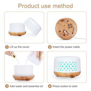 White Wood Grain Essential <b>Oil</b> <b>Diffuser</b> 300ml With Led Light Humidifier For Home Office Use - Product Image 3