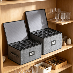 Caja de Almacenamiento para Copas de Vino con Divisores para Cristalería, Almacenamiento y Transporte, Carcasa Rígida y Apilable - Product Image 2